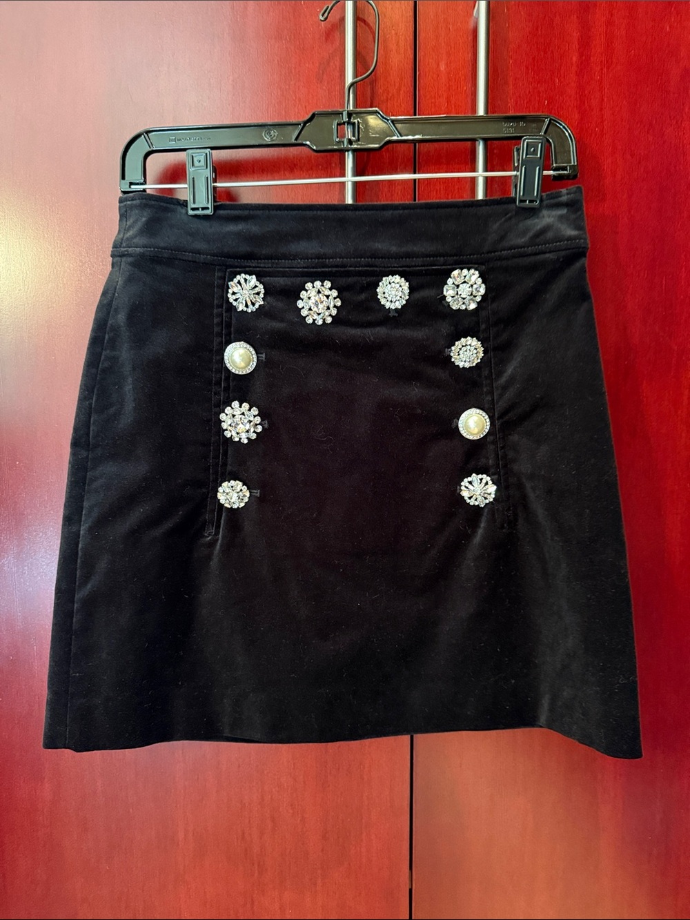 Veronica Beard Embellished Mini Skirt with Decorative Buttons